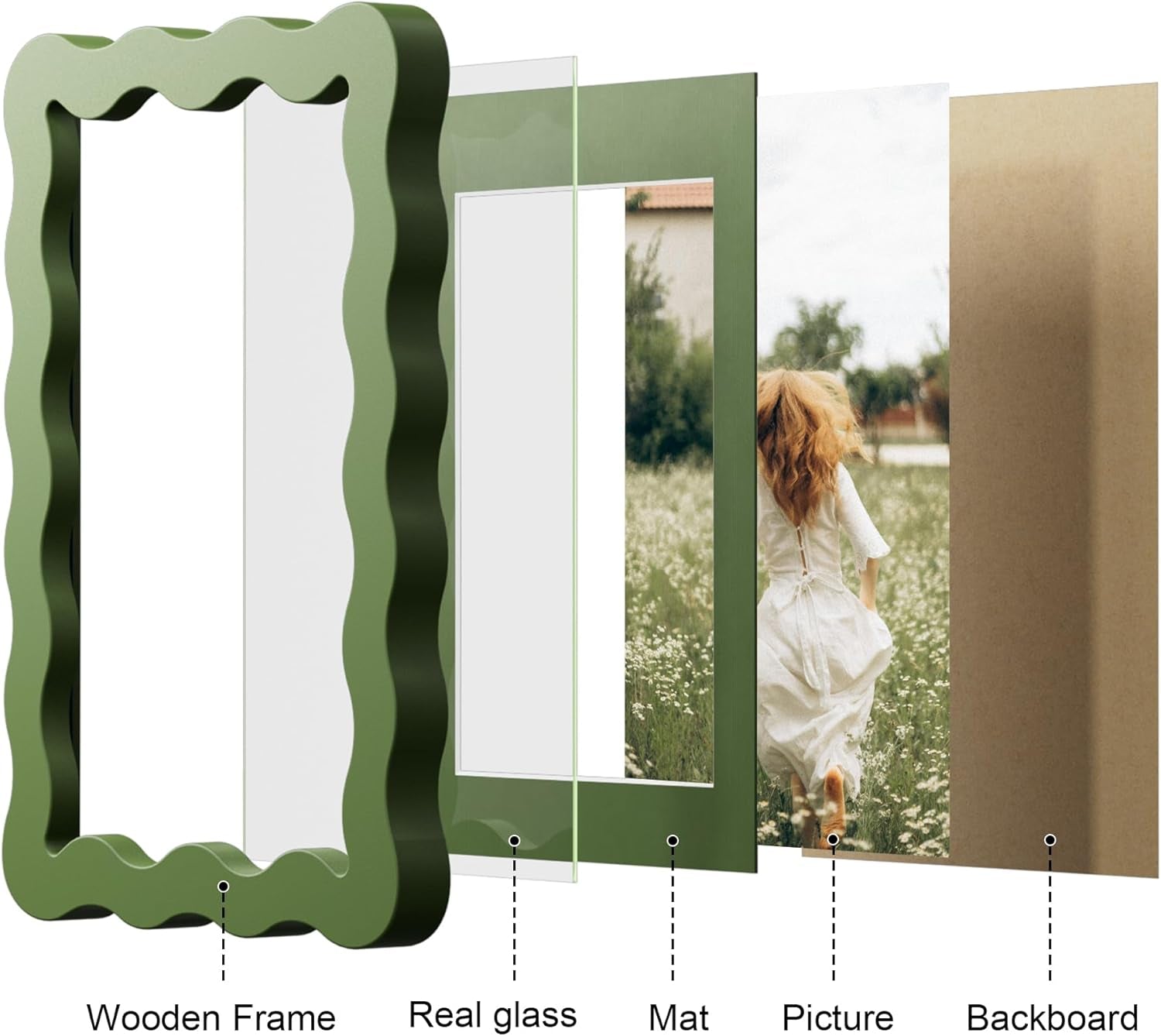 4x6-picture-frame-with-mat-for-3-5x5-wavy-edge-wooden-real-glass-photo-frame-for-tabletop-and-wall-hanging-green-1-pack