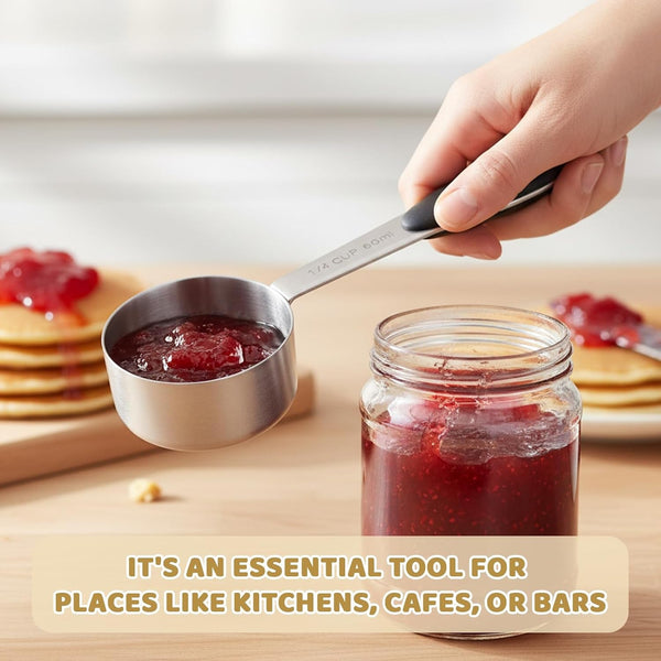 2 Pack 1/4 Cup Scoop, Metal Measuring Cups with Stainless Steel Handle and Measurement Markings, Quarter Cup Measuring Scoop Set for Kitchen and Baking Needs, 60 Ml Capacity per Scoop5