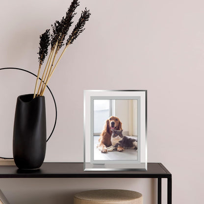 5X7 Picture Frame Set of 2, Clear Glass Photo Frames with Silver Edge, Horizontal or Vertical Display for Tabletop, Desk, Home, Office Decoration Fits 5X7 Photos Easy Photo Swap Gift Ready9