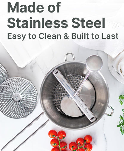 Hungry Artisan Stainless Steel Food Mill for Tomato Sauce & Canning | 3 Interchangeable Discs, Ergonomic Rotary Hand Crank; for Applesauce, Baby Food, Mashed Potatoes & Purees5