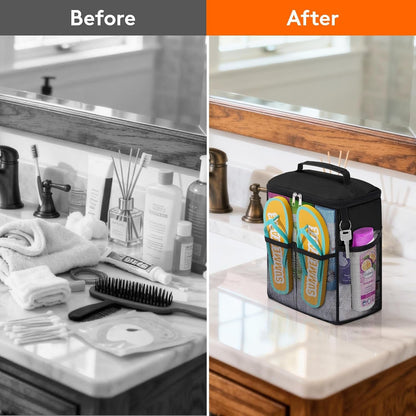Mesh Shower Caddy, Hanging Bathroom Organizer with Slipper Pockets6