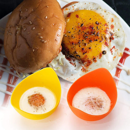 Silicone Egg Poacher Cups, 4 Pack with Stable Ring Base | Make Poached Eggs Easily on Stovetop, Microwave, Air Fryer or Oven, Easy Release, Bpa-Free, Includes Oil Brush6