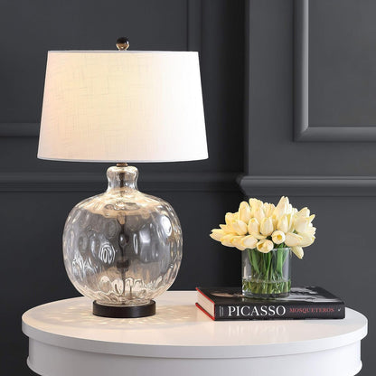 Rae Bedside Table Lamp 26.5" Clear Glass and Black Metal2