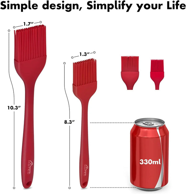 Basting Brushes Silicone Heat Resistant Pastry Brushes Spread Oil Butter Sauce Marinades for BBQ Grill Barbecue Baking Kitchen Cooking BPA Free Dishwasher Safe (Red 2)2