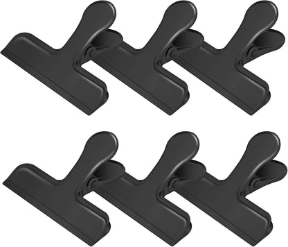 Chip Clips, 6 Pack Stainless Steel Bag Clips for Food Storage,Medium Size Chip Clips Heavy Duty, Food Bags Clamp Clip for Chips and Other Food Bags,Snack Bags Clips,Metal Clip for Home Office,Black1
