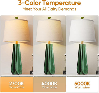 27" Resin Table Lamp Set of 2, Green Desk Lamp, beside Lamp for Decor2