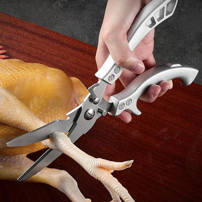 1-Pack Duty Stainless Steel Kitchen Scissors, Professional Cooking Shears | Poultry Shears with Safety Lock Design, Easily Cuts Bones, Ideal for Bones, Turkey, Meat, Fish and Vegetables1