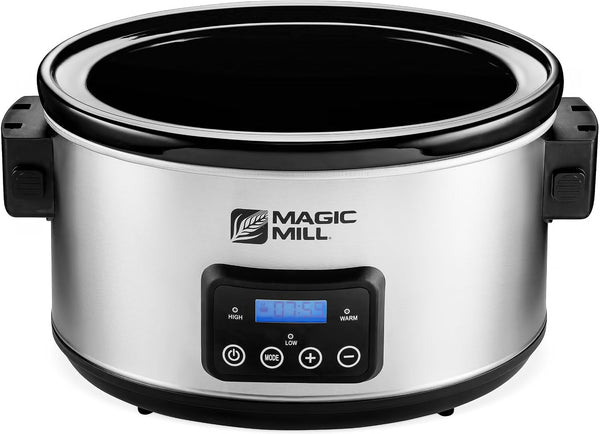 8.5 Quart Extra Large Programmable Slow Cooker with Digital Adjustable 20 Hour Timer, 3 Cooking Settings, Brushed Stainless Steel, with Intelligent Lid Lock7