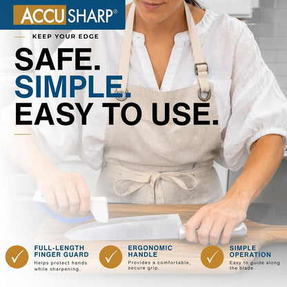 Knife Sharpener, Ergonomic Comfortable Handle, Compact & Easy to Use, Restore and Hone Straight & Serrated Knives, White3