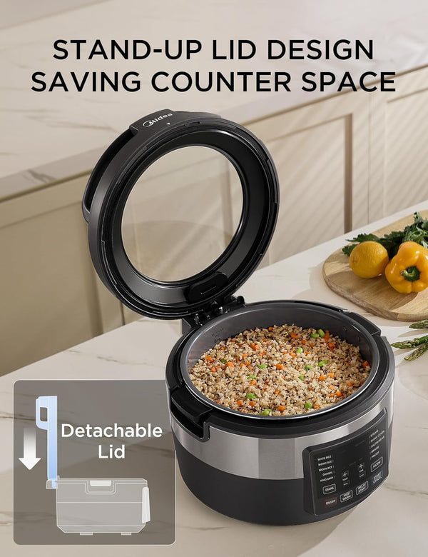 Midea Rice Cooker with 10 Functions, Nonstick Pot, 8-Cups Uncooked Rice8