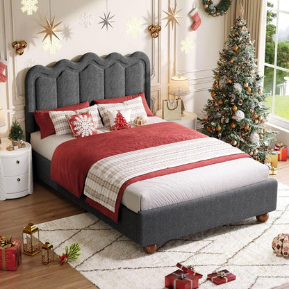 Full Size Bed Frame with Headboard, Upholstered Boucle Cloud Bed Frame5