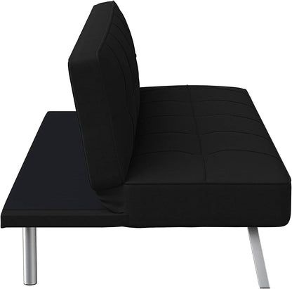 ® Rane Futon Sofa Bed 66.1", 3-In-1 Convertible Couch Sleeper for Small Spaces, Tufted Back, Twin Size Guest Bed, Black Woven Fabric4