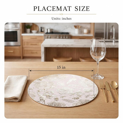 Placemats Set of 6 Plastic Placemats for Kitchen Dining Table Decor Table Placemats Wipeable Floral Table Mat 15Inch Gold7