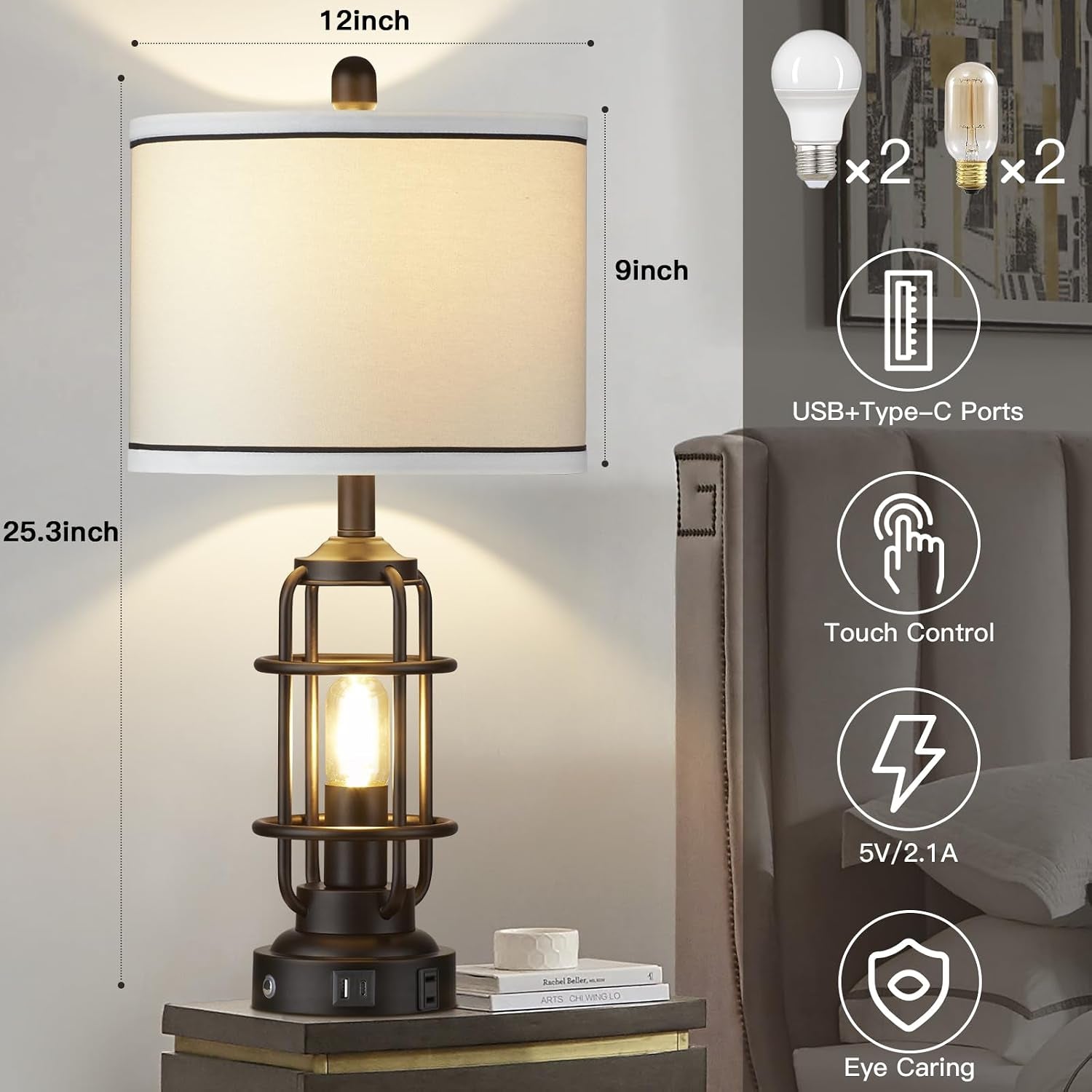 26-modern-lamp-for-living-room-industrial-3-way-dimmable-beside-table-lamp-with-usb-a-c-charging-ports-ac-outlet-touch-control-beside-lamp-led-night-light-for-bedroom-single2-bulbs-included