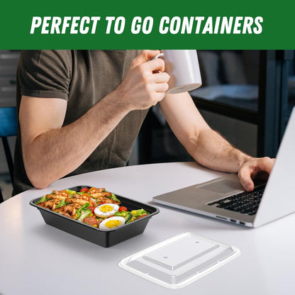 50 Pack (100-Piece) 32 Oz Meal Prep Containers with Easy Open Lids, Black7