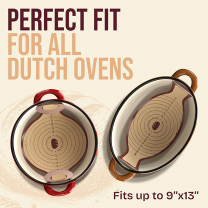 Pro Silicone Bread Sling 2 Pcs - 9In round & Oval | 482F Heat Resistant, Non-Stick Dutch Oven Liners, Long Handles, Reusable Sourdough Baking Supplies2
