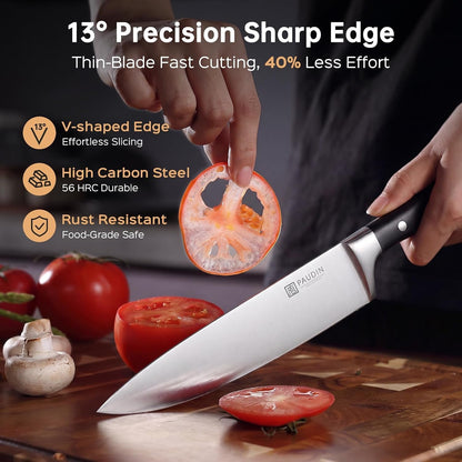Knife Block Set, 15 Pieces Knife Set with Block, High Carbon Stainless Steel Kitchen Knife Set with Sharpener, Knives Set for Kitchen with Full Tang Triple Rivet Handle2