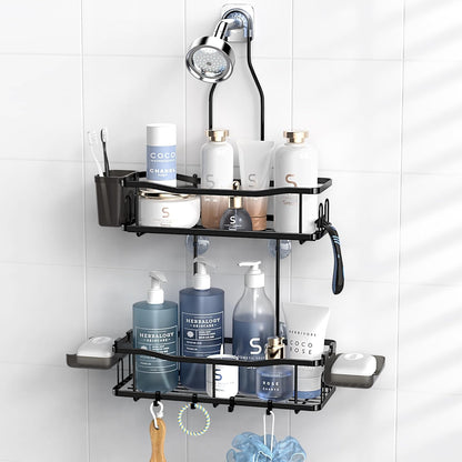 Hanging Shower Caddy over Shower Head - No Drill Rustproof Shower Rack1