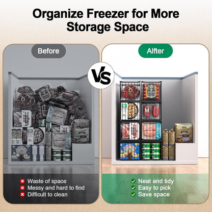 Freezer Organizer Bins, 4 Pack Big Baskets for 5/ 7 Cu.Ft Deep Freezer6