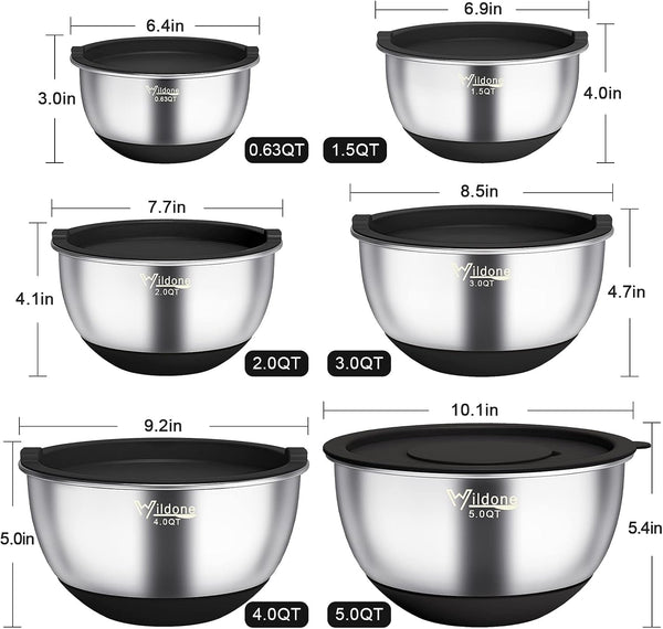 Mixing Bowls with Airtight Lids, Stainless Steel Mixing Bowls Set2