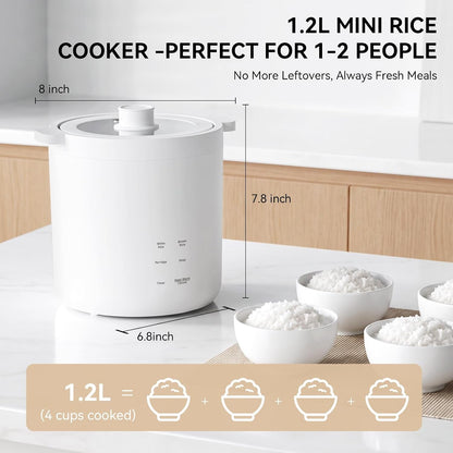 Mini Rice Cooker 2 Cup Uncooked, Small Electric Cooker, with 4 Cooking Functions, 24 Hour Preset and Heat Preservation, anti Scald Carry Handle | Portable Rice Maker with 4 Cooking Functions, Nonstick Ceramic Coating, 24 Hour Preset, Auto Keep Warm for 1-2 People2