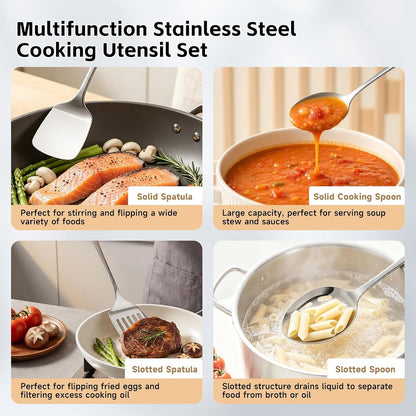 Cooking Utensils Set, 4PCS Stainless Steel Spatula, Dishwasher Safe7