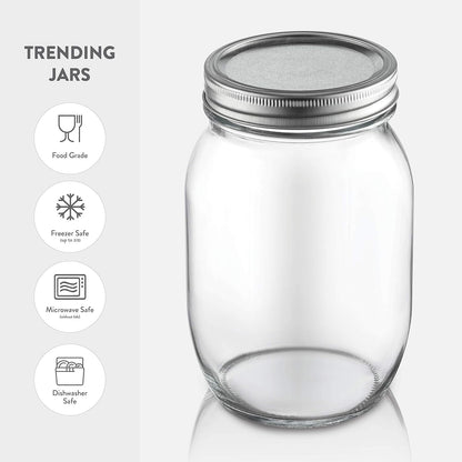 Wide Mouth Mason Jars 32 Oz, Mason Jars with Lids, 2-Pack | 32 Oz Mason Jars, Glass Quart Mason Jars Wide Mouth with Lids, Canning Jars, Pickling Jars, Food Storage, Meal Prep5