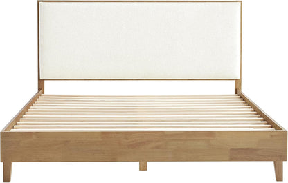 CHITA Queen Size Platform Bed Frame, with Boucle Upholstered Headboard, Oak7