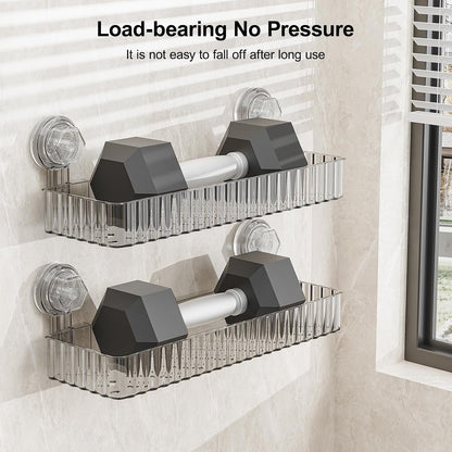 Shower Caddy Suction Cup Bathroom Shower Organizer for Bathroom Storage & Home Decor & Kitchen No Drilling Large Capacity Removable and Reusable Shower Shelves for inside Shower. (Clear, Square)5