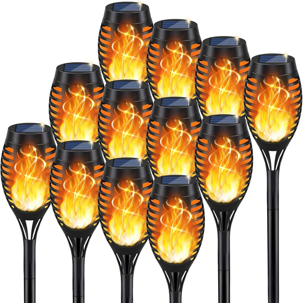 12Pack Solar Torch Light with Flickering Flame for Halloween Decor1