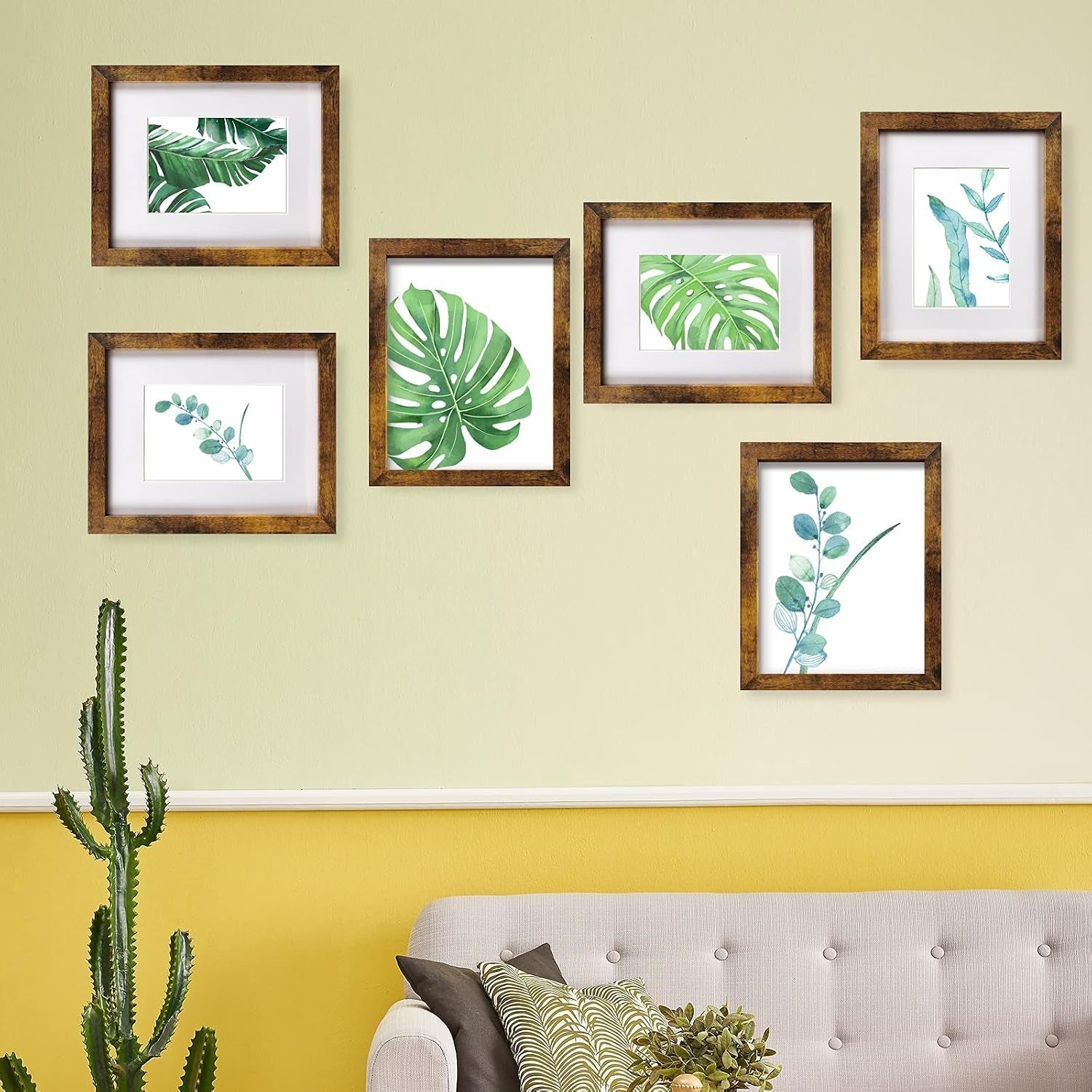 8x10-picture-frame-brown-set-of-6-display-pictures-5x7-with-mat-or-8x10-without-mat