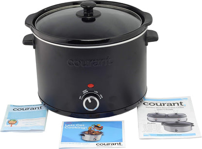 Slow Cooker 5.5 Quart Crock, with Easy Cooking Options, Dishwasher Safe Pot and Glass Lid, Matte Black5