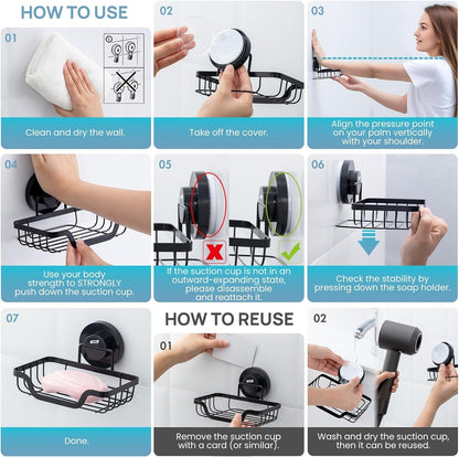 Soap Dish, Bar Soap Holder Suction Cup, Stainless Steel Sponge Holder9