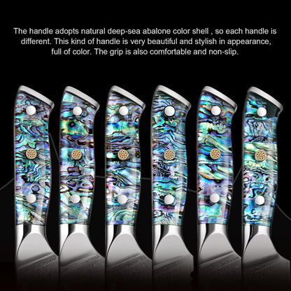 XITUO 7-Inch Nakiri Knife, Japanese VG-10 Damascus Steel (67 Layers), Razor Sharp Asian Vegetable & Meat Chopper, Ergonomic Abalone Shell Handle, Chef Knife with Gift Box6