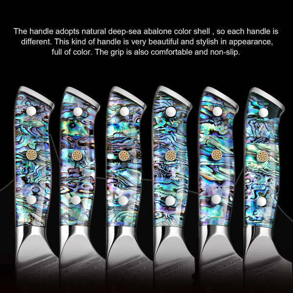XITUO 7-Inch Nakiri Knife, Japanese VG-10 Damascus Steel (67 Layers), Razor Sharp Asian Vegetable & Meat Chopper, Ergonomic Abalone Shell Handle, Chef Knife with Gift Box6