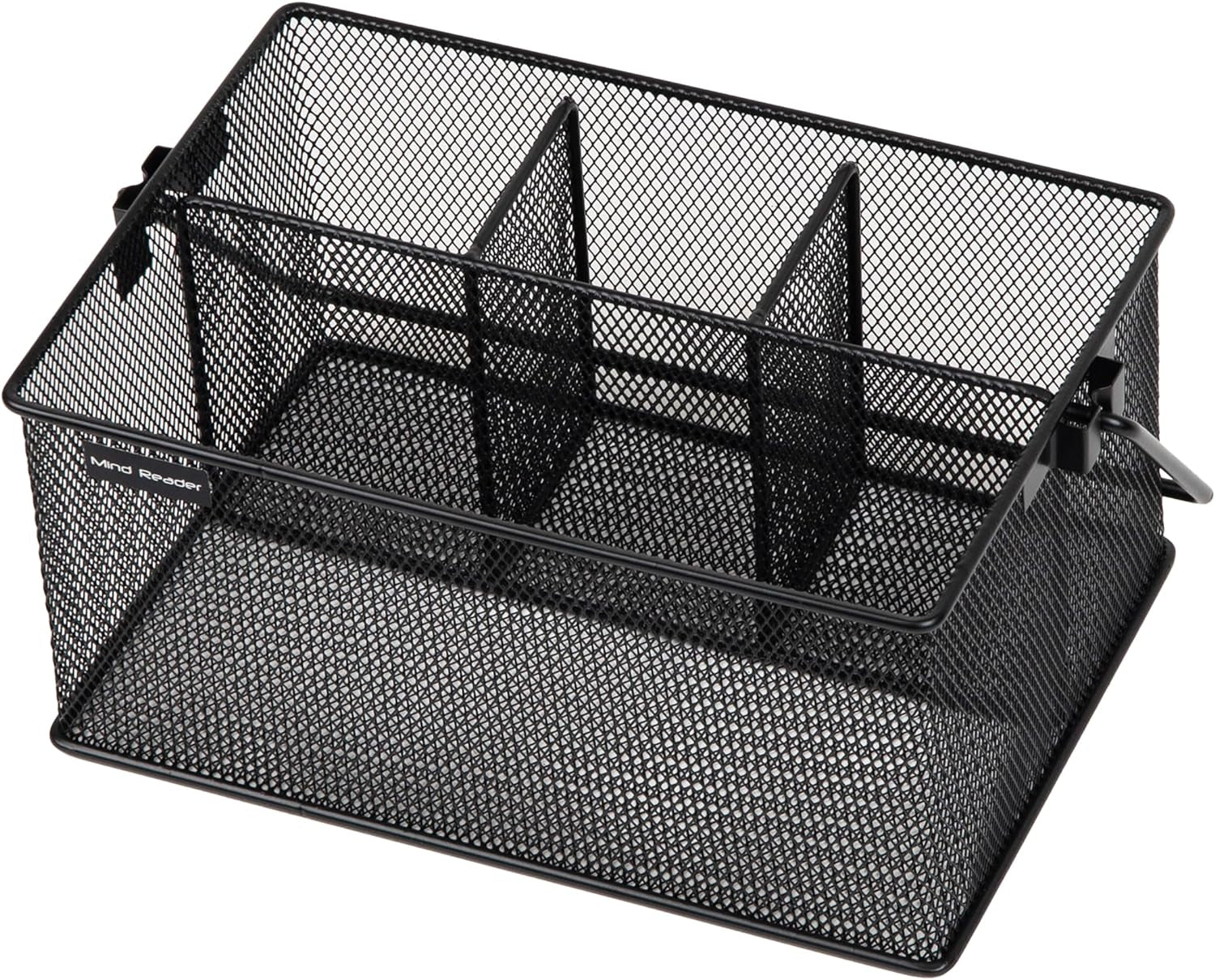 multi-purpose-storage-caddy-with-handle-desktop-organizer-cutlery-holder-4-compartments-metal-mesh-black