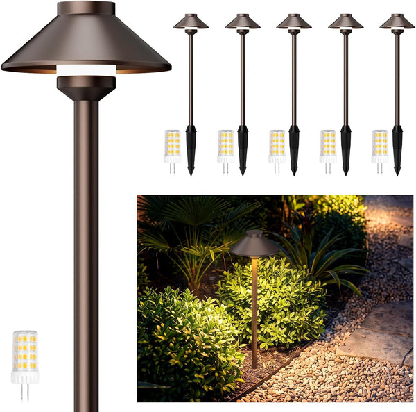 Low Voltage Landscape Pathway Lighting 6-Pack, Outdoor Aluminum Path Lights with G4 4W 2700K Bulb Replaceable (6''W 18''H),12V Walkway Lights Waterproof for Garden Yard, ORB1