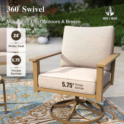 5-Piece Metal Patio Conversation Set, 2 Swivel Chairs4
