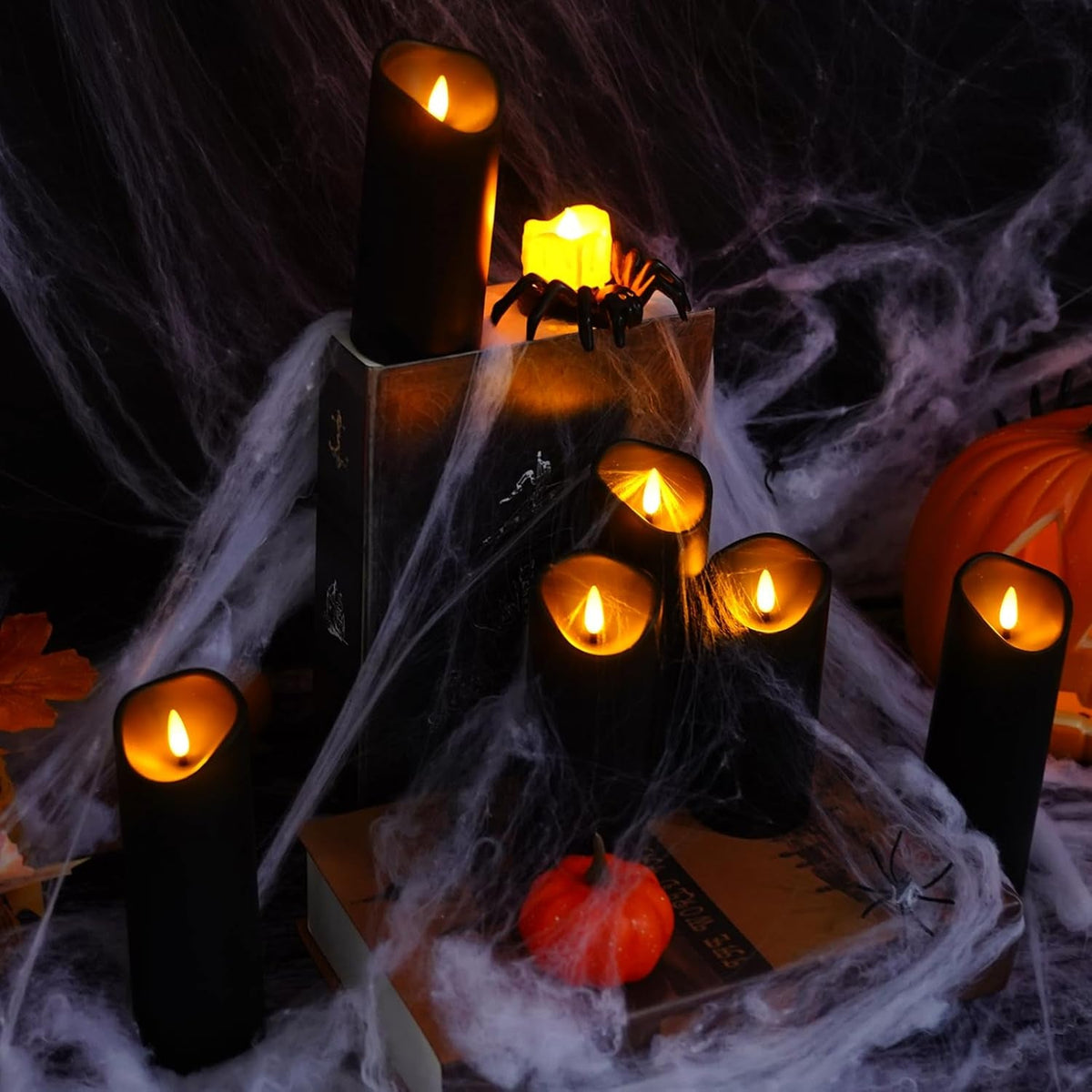 flickering-flameless-candles-battery-operated-plastic-led-pillar-candles-with-remote-control-and-timer-set-of-9-black
