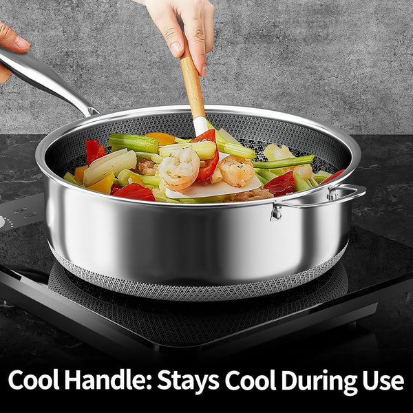 7-Piece 5 Ply Stainless Steel Cookware Set with Lids, Pots and Pans Set Non Stick, Non-Toxic, for Induction, Oven, Dishwasher Safe, RV Essentials, Kitchen Appliances6