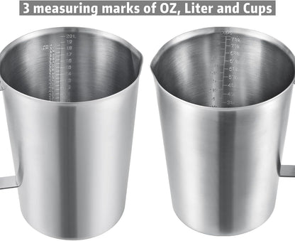 64Oz/8Cup Stainless Steel Pitcher (SUS304), 2 Liter Metal Container for Water, Milk, Liquid with Handle with Engraved Markings, Silver4
