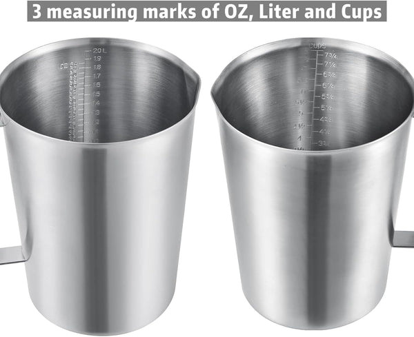 64Oz/8Cup Stainless Steel Pitcher (SUS304), 2 Liter Metal Container for Water, Milk, Liquid with Handle with Engraved Markings, Silver4