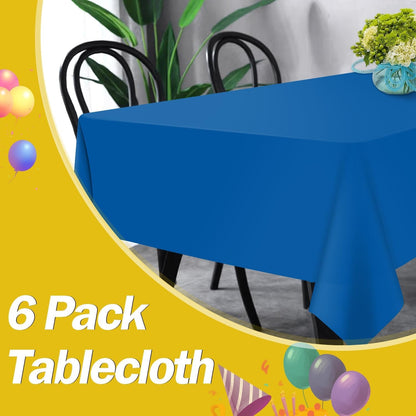 Royal Blue 6 Pack Plastic Table Cloth 54" X 108", Disposable Tablecloths Rectangle Table Cover, Plastic Tablecloths for Parties5