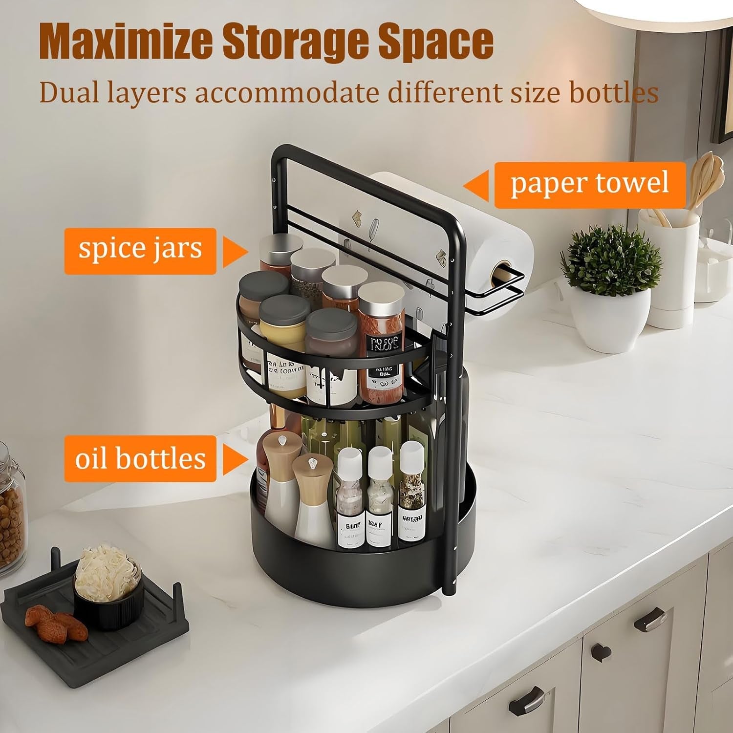 rotating-spice-rack-with-paper-towel-holder-black