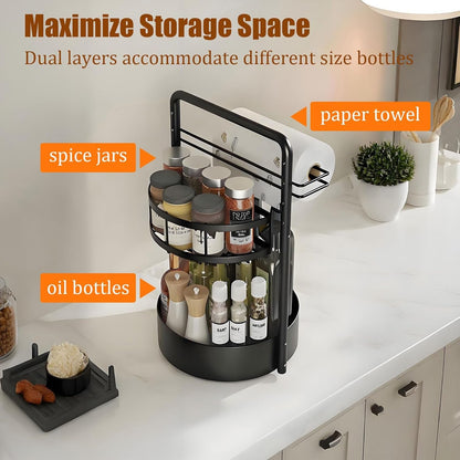 Rotating Spice Rack with Paper Towel Holder, Black6