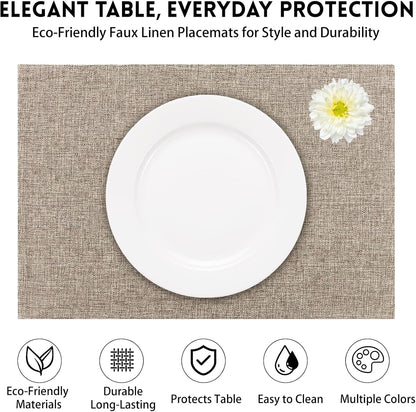 Burlap Cloth Linen Placemats Set of 4 Heat Resistant for Kitchen 12X18 Inch4