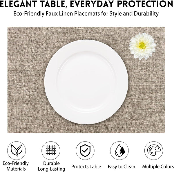 Burlap Cloth Linen Placemats Set of 4 Heat Resistant for Kitchen 12X18 Inch4
