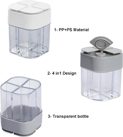 2 Pack Spice Container Salt and Pepper Seasoning Shaker Jars White Grey6