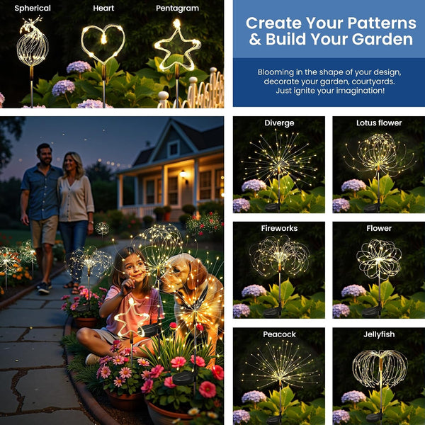 2Pack Solar Lights Outdoor, 120LED Firework Lights5
