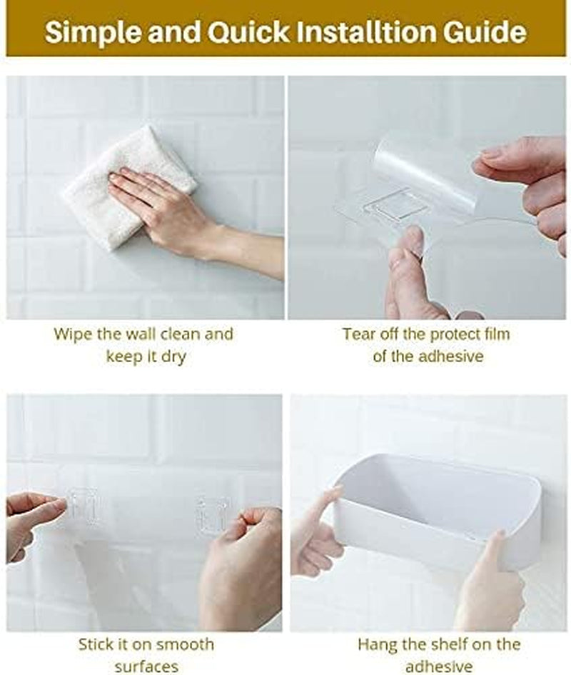 adhesive-shower-caddy-wall-mounted-bathroom-shelf-organizer-storage-rack-no-drilling-shower-shelf-bath-essentials-shampoo-spice-holder-2-clear-adhesives-for-shower-room-bathroom-kitchen-white